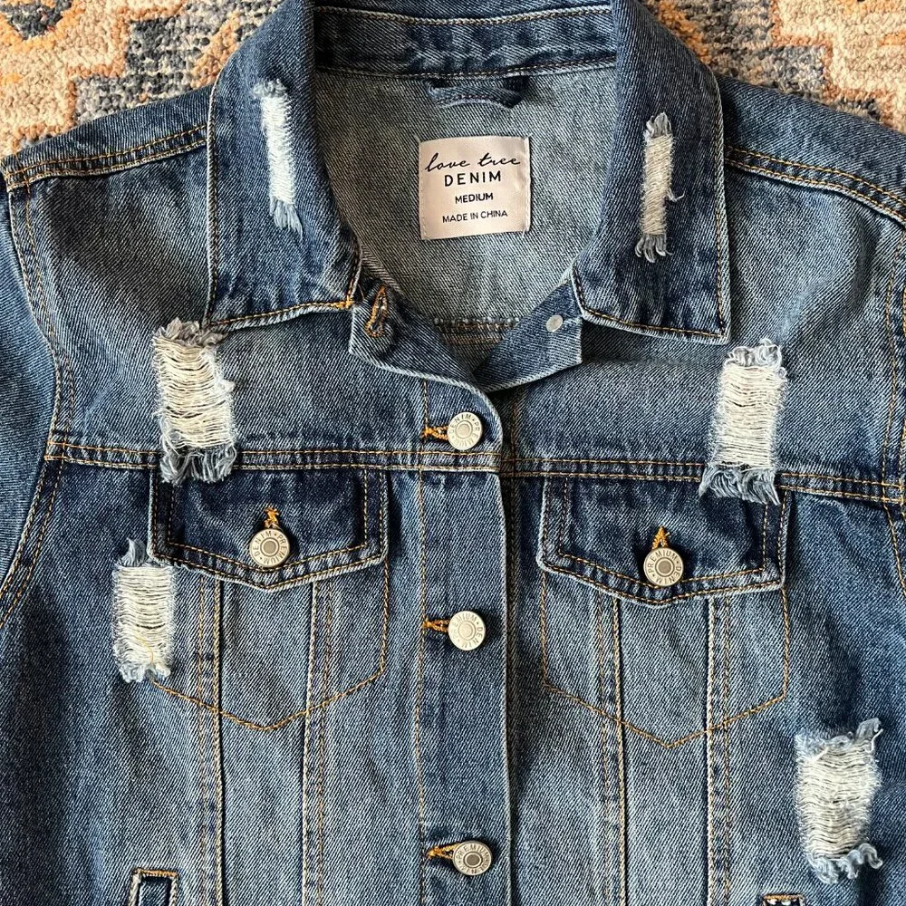 Distressed Jean Jacket | Medium Wash | Size M - Picture 2 of 8